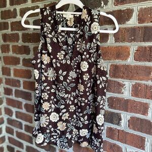 LOFT women’s floral sleeveless top with ruffled hem